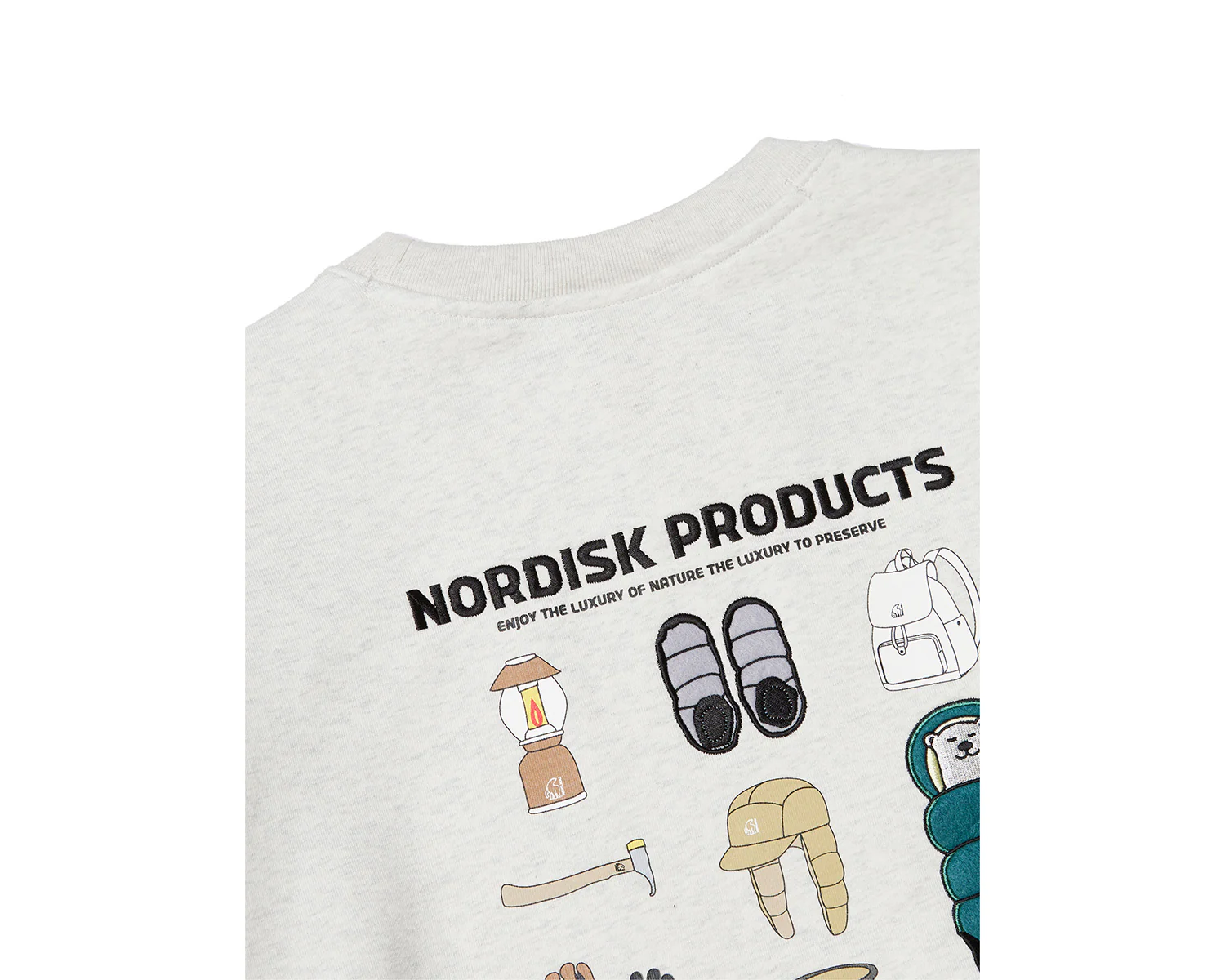 Camping Bear Back Brushed Sweatshirt Unisex - Oatmeal Melange Beige - Image 4