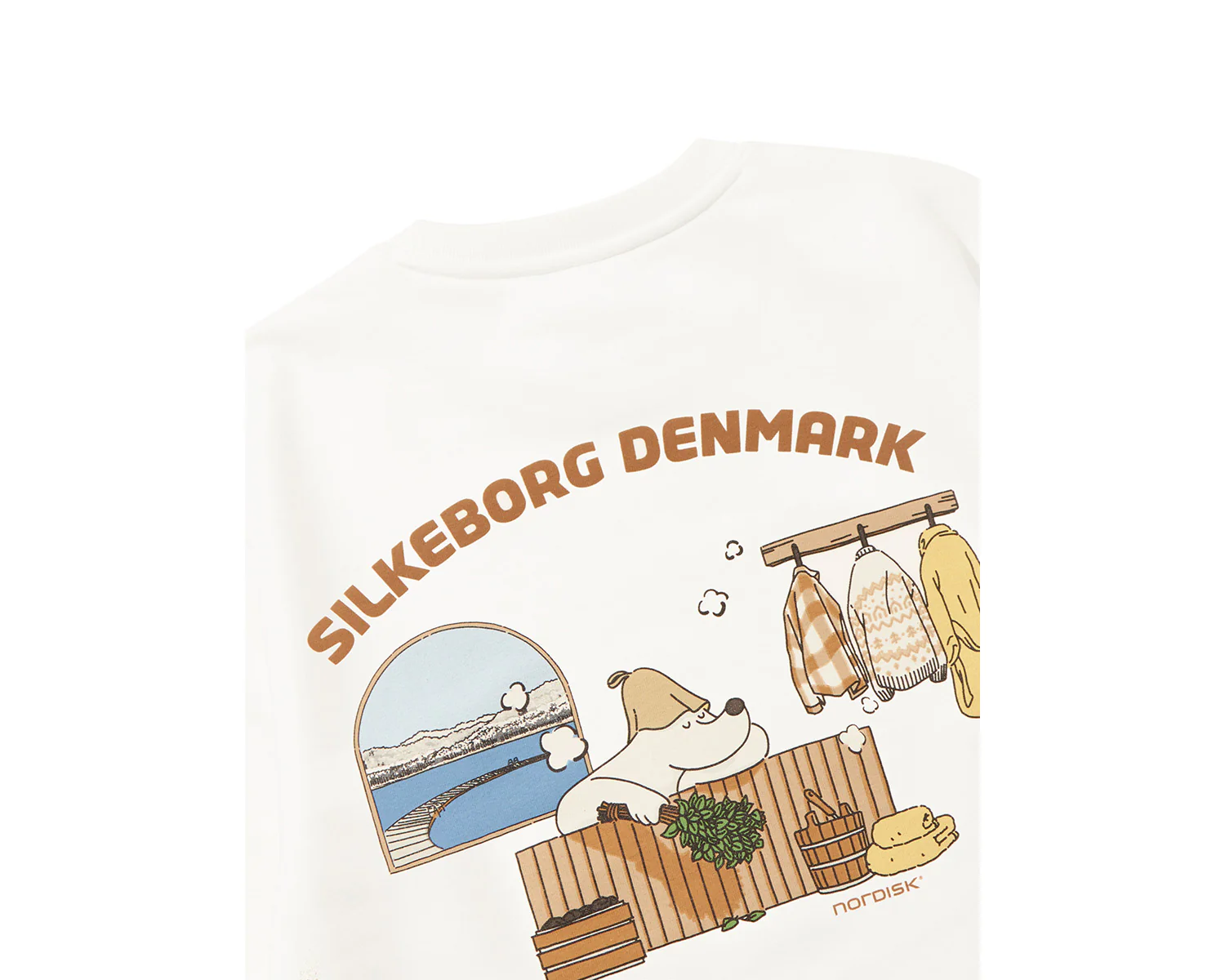 Sauna Cartoon Polar Bear Graphic Sweatshirt Unisex - Off White - Image 4