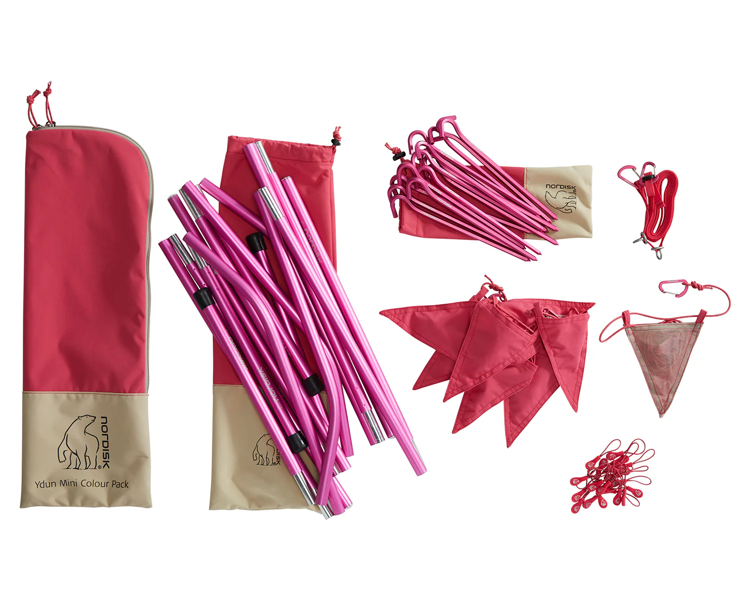 Ydun Tech Mini Glamping Tent Incl. Colour Pack - 2 person | Azalea Cherry Pink - Image 30